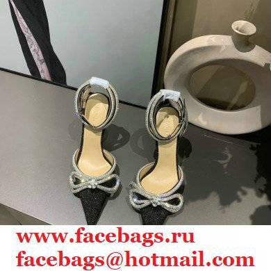 Mach & Mach 9cm heel Double Bow Crystal-Embellished Glittered Pumps black